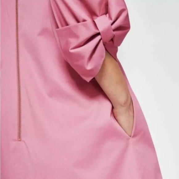 Ted Baker Solyane Pink Bow-Detail Poplin Cotton Shift Dress Size 4 TB Size 1 - Picture 2 of 16